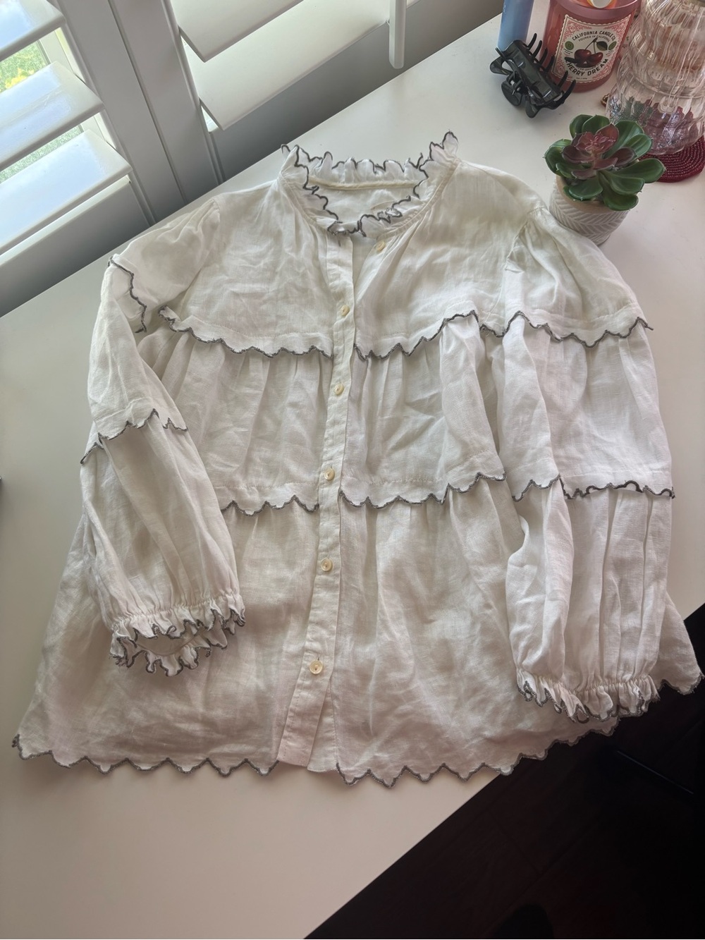 La Vie Rebecca Taylor Linen Button Down XS